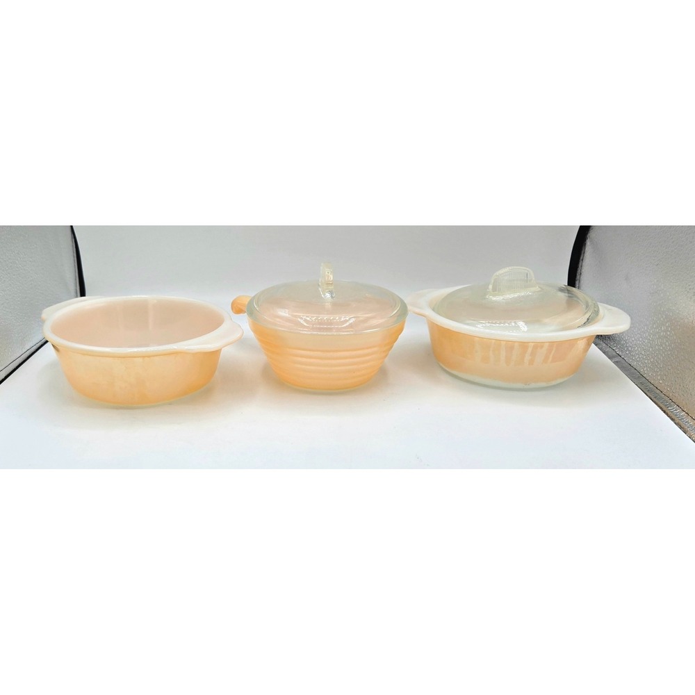 VINTAGE Fire-King Peach Luster Lot (3 Pieces)‎